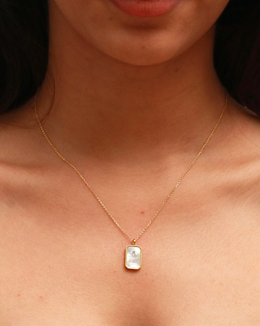GEMINI NECKLACE (RECTANGLE)- ZODIAC SYMBOL