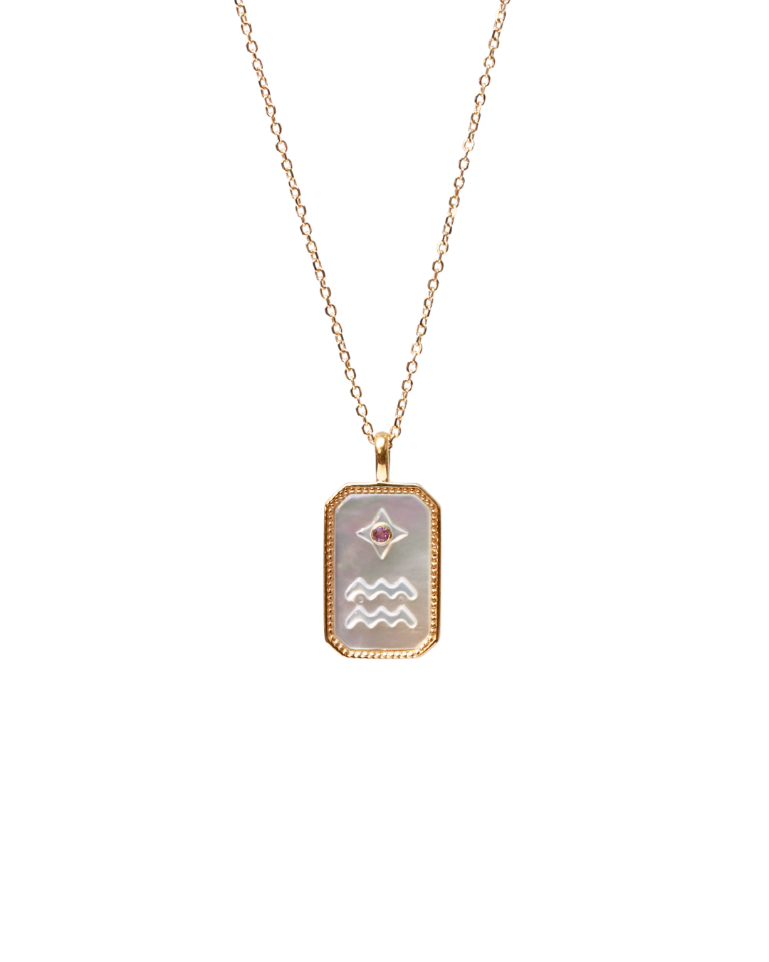 AQUARIUS NECKLACE (RECTANGLE)- ZODIAC SYMBOL