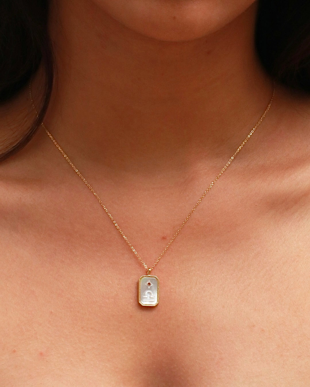 LIBRA NECKLACE (RECTANGLE)- ZODIAC SYMBOL