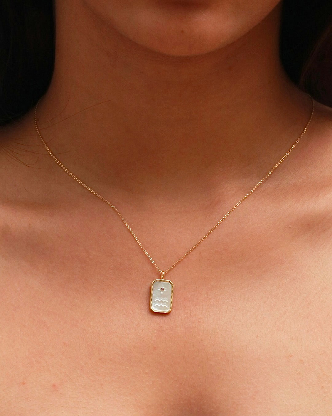 AQUARIUS NECKLACE (RECTANGLE)- ZODIAC SYMBOL