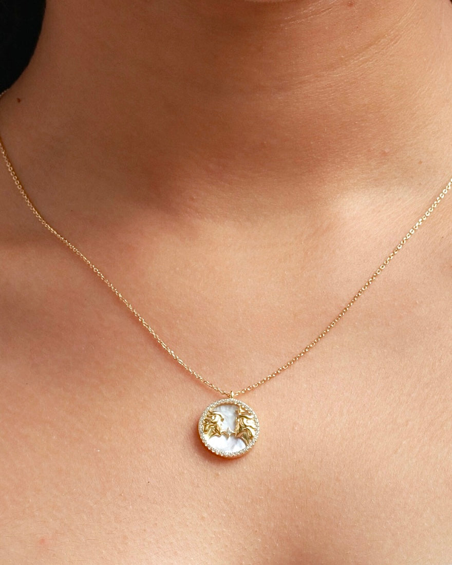 GEMINI NECKLACE (ROUND)- ZODIAC SIGN